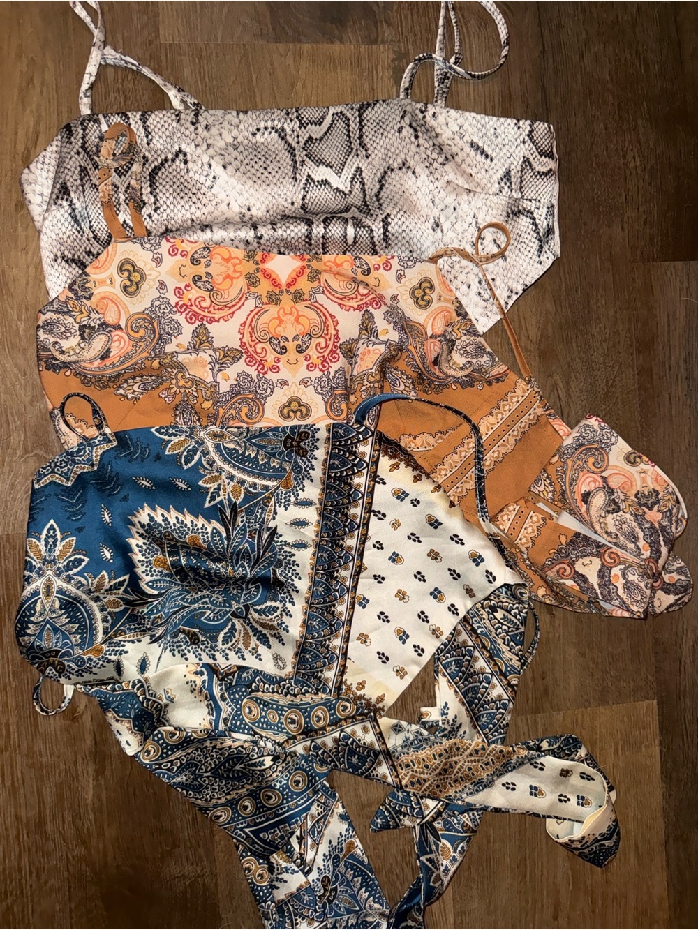 Triangle Crop Top Bundle Paisley & Snake Print Camisole